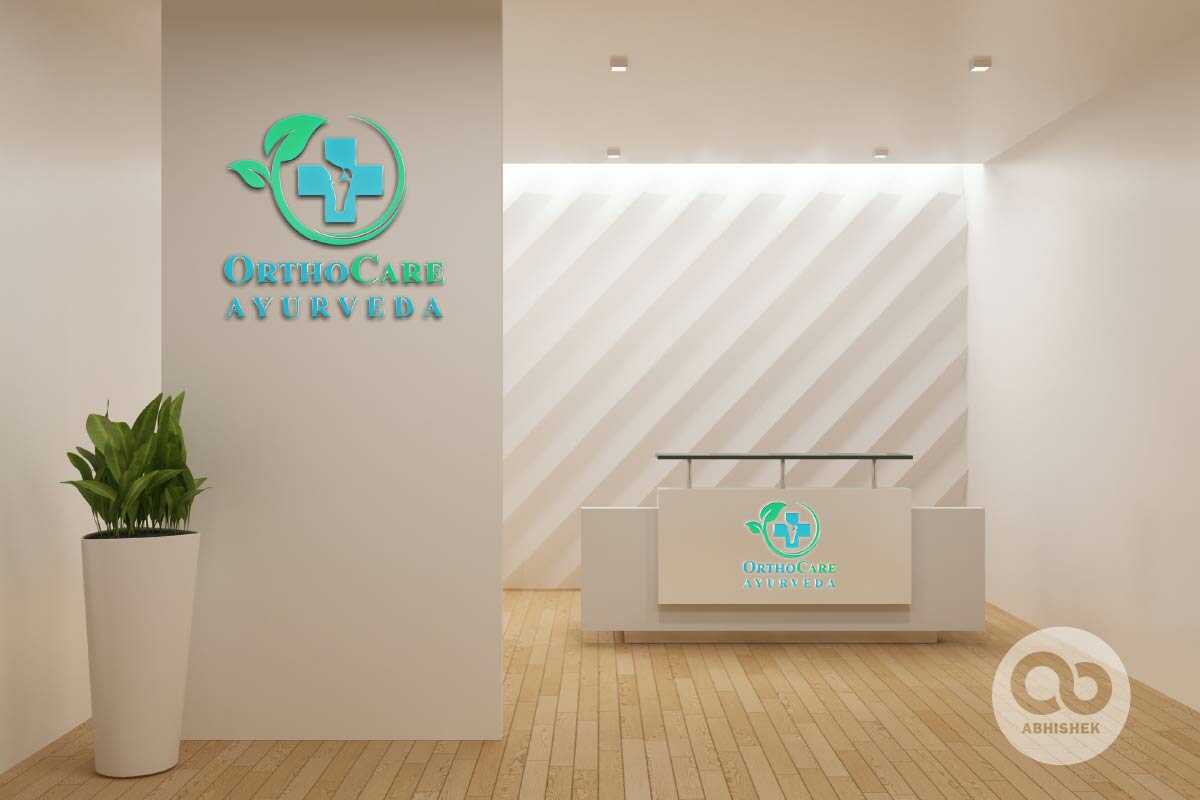 Ortho care Ayurveda Reception Wall graphics design