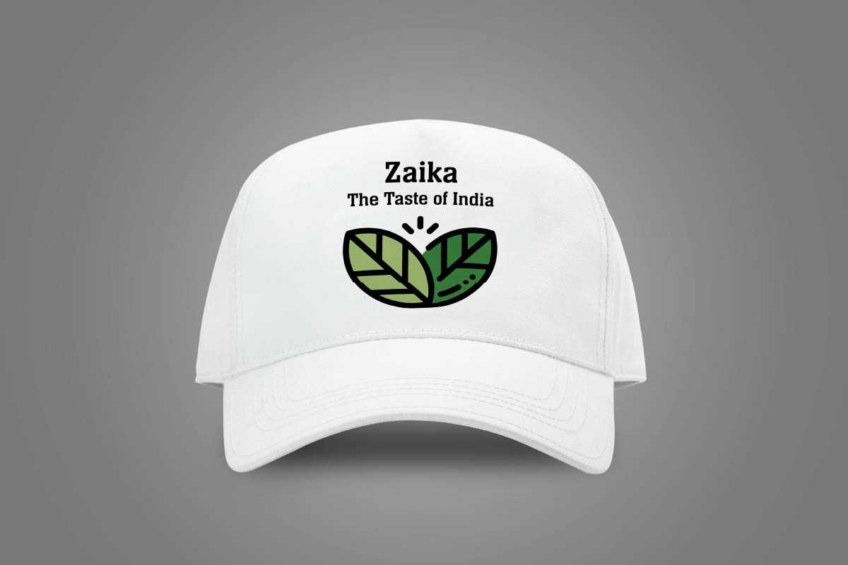 Restaurant Cap Design, Zaika branding cap, food server person cap design, brand cap design