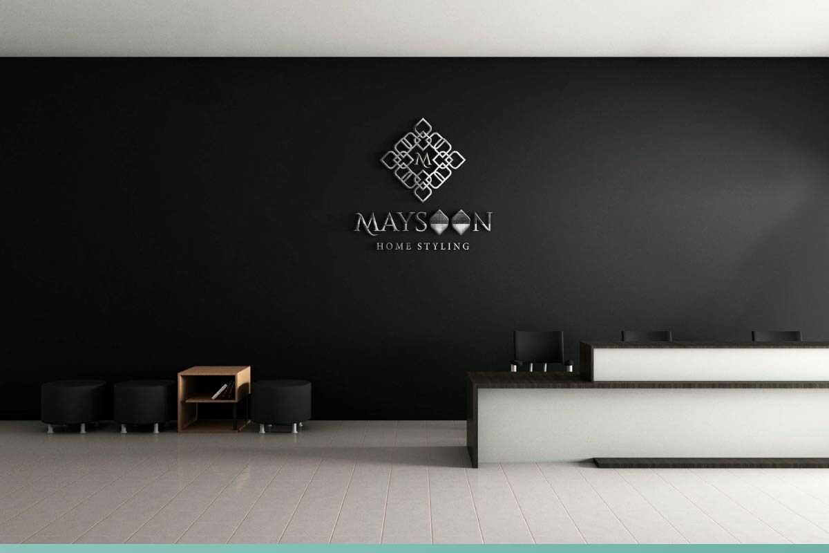 Reception wall graphics design, black wall graphic design, interior design wall graphics