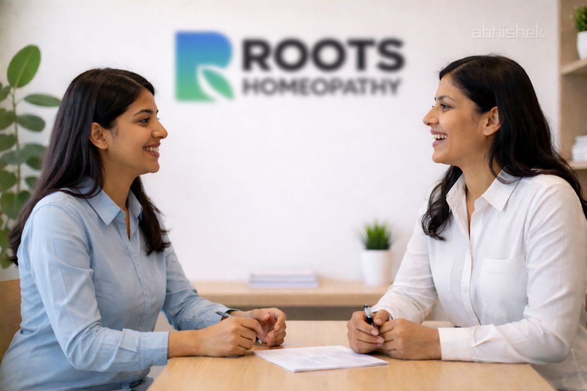 homeopathy clinic interior branding with patient consultation environment