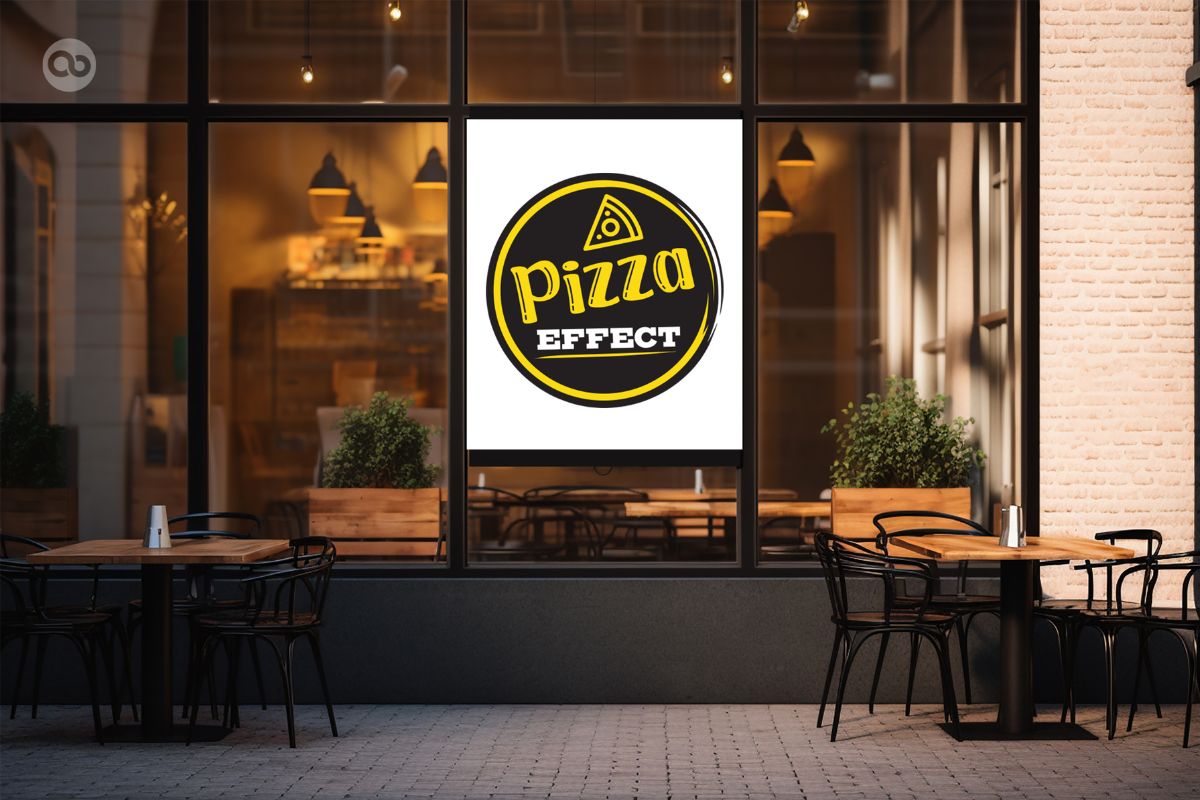 pizza restaurant logo and storefront branding design, pizza restaurant branding, restaurant logo design, storefront branding, food brand identity, pizza shop logo, restaurant exterior branding